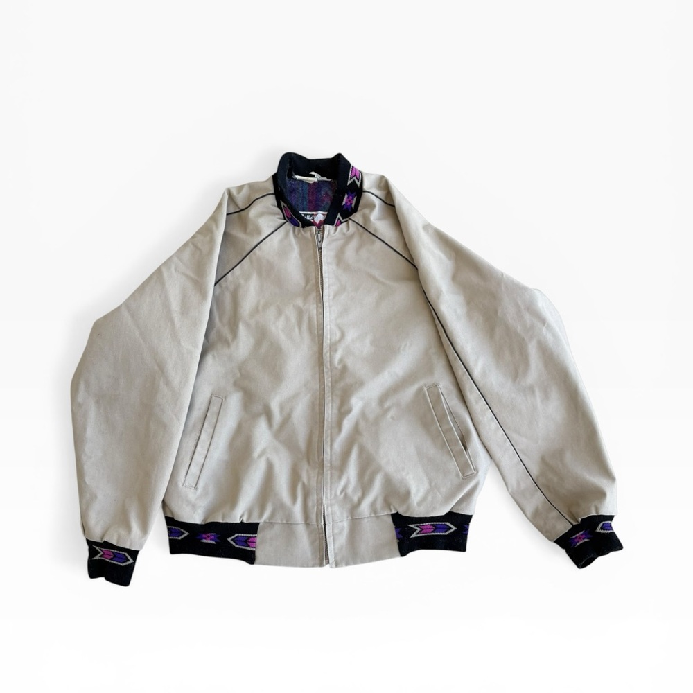 Vintage Walls Mountain Aztec Santa Fe Style Bomber Jacket Made in USA 90s Large